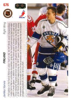 1991-92 Upper Deck #676 Jarkko Varvio Back