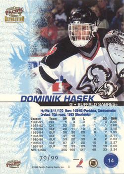 1998-99 Pacific Revolution - Ice Shadow #14 Dominik Hasek Back