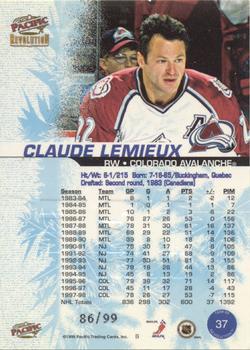 1998-99 Pacific Revolution - Ice Shadow #37 Claude Lemieux Back