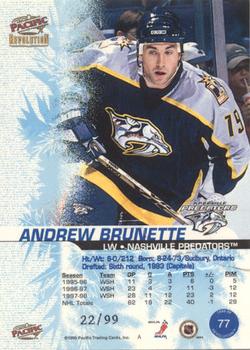 1998-99 Pacific Revolution - Ice Shadow #77 Andrew Brunette Back