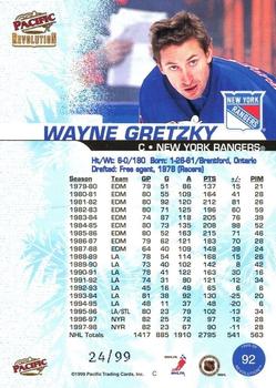 1998-99 Pacific Revolution - Ice Shadow #92 Wayne Gretzky Back