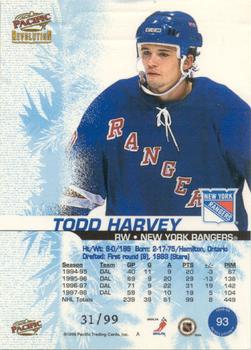 1998-99 Pacific Revolution - Ice Shadow #93 Todd Harvey Back