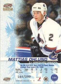 1998-99 Pacific Revolution - Red #144 Mattias Ohlund Back