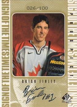 1998-99 SP Authentic - Sign of the Times Gold #BF Brian Finley Front