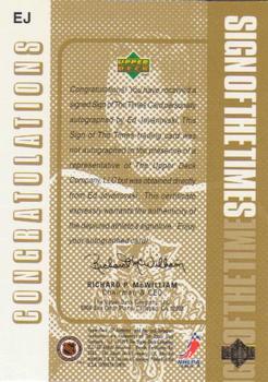 1998-99 SP Authentic - Sign of the Times Gold #EJ Ed Jovanovski Back