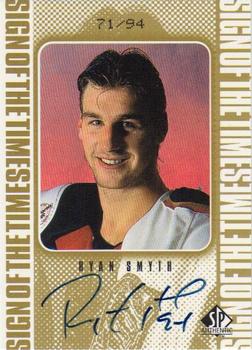 1998-99 SP Authentic - Sign of the Times Gold #RS Ryan Smyth Front