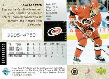 1998-99 SPx Finite - Radiance #16 Sami Kapanen Back