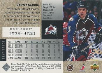 1998-99 SPx Finite - Radiance #23 Valeri Kamensky Back