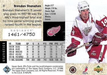 1998-99 SPx Finite - Radiance #32 Brendan Shanahan Back