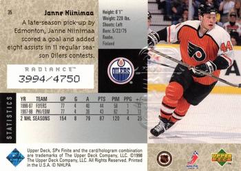 1998-99 SPx Finite - Radiance #35 Janne Niinimaa Back