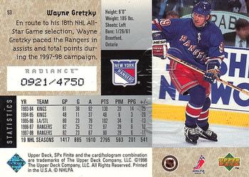 1998-99 SPx Finite - Radiance #53 Wayne Gretzky Back