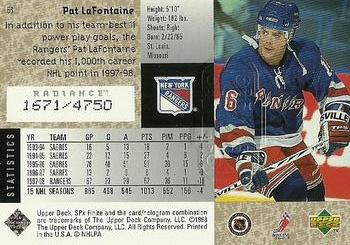 1998-99 SPx Finite - Radiance #56 Pat Lafontaine Back
