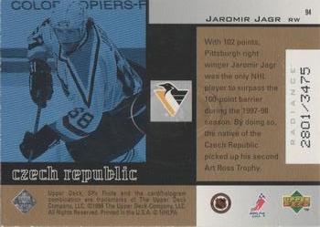 1998-99 SPx Finite - Radiance #94 Jaromir Jagr Back
