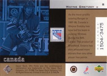 1998-99 SPx Finite - Radiance #99 Wayne Gretzky Back