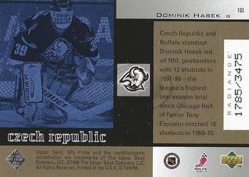 1998-99 SPx Finite - Radiance #103 Dominik Hasek Back
