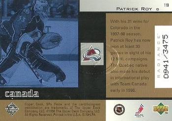 1998-99 SPx Finite - Radiance #119 Patrick Roy Back