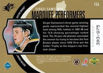 1998-99 SPx Finite - Radiance #155 Sergei Samsonov Back