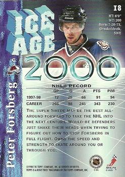 1998-99 Topps - Ice Age 2000 #I8 Peter Forsberg Back