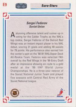 1991-92 Upper Deck - Euro-Stars #E9 Sergei Fedorov Back