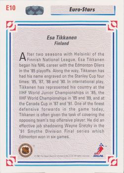 1991-92 Upper Deck - Euro-Stars #E10 Esa Tikkanen Back
