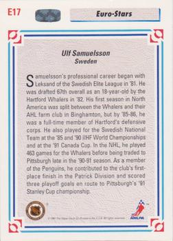 1991-92 Upper Deck - Euro-Stars #E17 Ulf Samuelsson Back