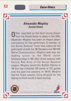 1991-92 Upper Deck - Euro-Stars #E2 Alexander Mogilny Back