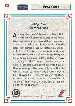 1991-92 Upper Deck - Euro-Stars #E3 Bobby Holik Back
