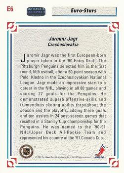 1991-92 Upper Deck - Euro-Stars #E6 Jaromir Jagr Back