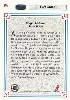 1991-92 Upper Deck - Euro-Stars #E9 Sergei Fedorov Back