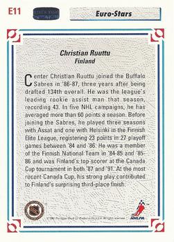 1991-92 Upper Deck - Euro-Stars #E11 Christian Ruuttu Back