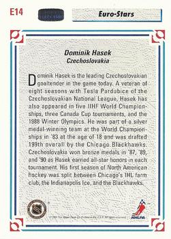 1991-92 Upper Deck - Euro-Stars #E14 Dominik Hasek Back