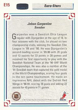 1991-92 Upper Deck - Euro-Stars #E15 Johan Garpenlov Back