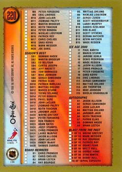 1998-99 Topps - O-Pee-Chee #220 Checklist: 187-242 and Inserts Back