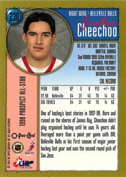 1998-99 Topps - O-Pee-Chee #230 Jonathan Cheechoo Back