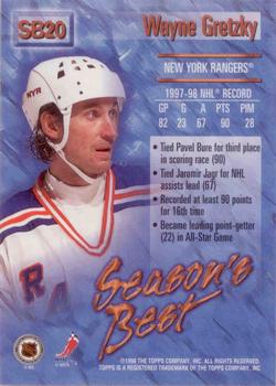 1998-99 Topps - Season's Best #SB20 Wayne Gretzky Back