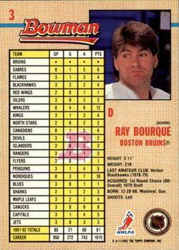 1992-93 Bowman #3 Ray Bourque Back