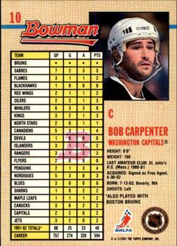 1992-93 Bowman #10 Bob Carpenter Back