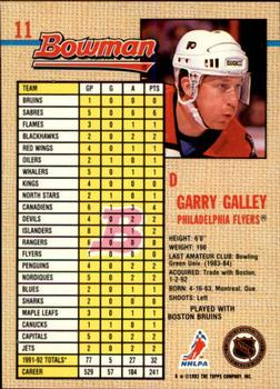 1992-93 Bowman #11 Garry Galley Back