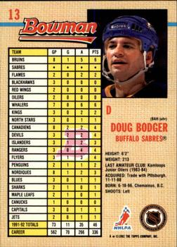1992-93 Bowman #13 Doug Bodger Back