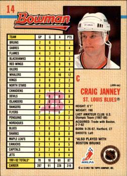 1992-93 Bowman #14 Craig Janney Back