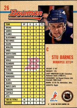 1992-93 Bowman #26 Stu Barnes Back