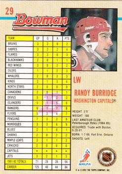 1992-93 Bowman #29 Randy Burridge Back
