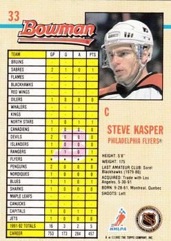 1992-93 Bowman #33 Steve Kasper Back