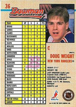 1992-93 Bowman #36 Doug Weight Back