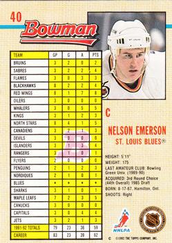 1992-93 Bowman #40 Nelson Emerson Back