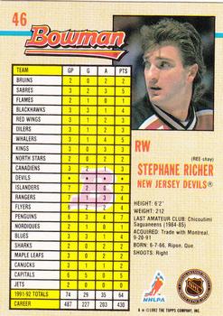 1992-93 Bowman #46 Stephane Richer Back