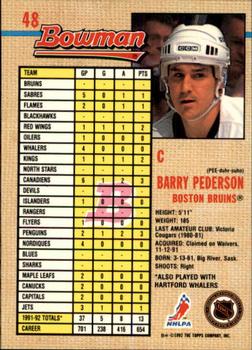 1992-93 Bowman #48 Barry Pederson Back