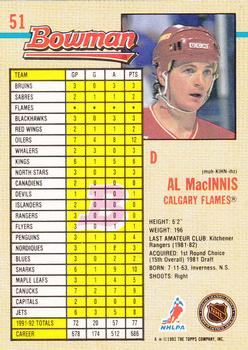 1992-93 Bowman #51 Al MacInnis Back
