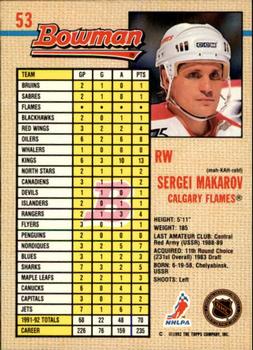 1992-93 Bowman #53 Sergei Makarov Back