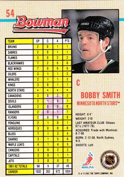 1992-93 Bowman #54 Bobby Smith Back